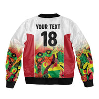 Custom Guyana Football Sleeve Zip Bomber Jacket Golden Jaguars Spirit - White - Wonder Print Shop