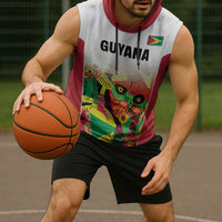 Custom Guyana Football Sleeveless Hoodie Golden Jaguars Spirit - White - Wonder Print Shop
