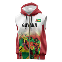 Custom Guyana Football Sleeveless Zip Hoodie Golden Jaguars Spirit - White - Wonder Print Shop