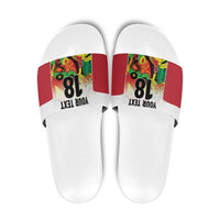 Custom Guyana Football Slide Sandals Golden Jaguars Spirit - White - Wonder Print Shop