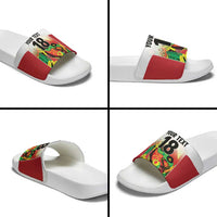 Custom Guyana Football Slide Sandals Golden Jaguars Spirit - White - Wonder Print Shop