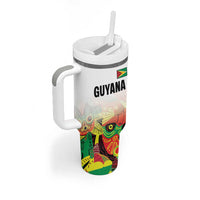 Custom Guyana Football Tumbler With Handle Golden Jaguars Spirit - White - Wonder Print Shop