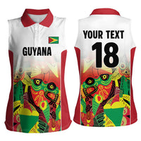Custom Guyana Football Women Sleeveless Polo Shirt Golden Jaguars Spirit - White - Wonder Print Shop