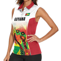 Custom Guyana Football Women Sleeveless Polo Shirt Golden Jaguars Spirit - White - Wonder Print Shop