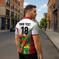 Custom Guyana Football Zipper Polo Shirt Golden Jaguars Spirit - White - Wonder Print Shop