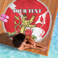 Personalized Luxembourg Goldcrest Regulus Beach Blanket Red Roses - Wonder Print Shop