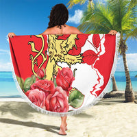 Personalized Luxembourg Goldcrest Regulus Beach Blanket Red Roses - Wonder Print Shop