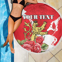 Personalized Luxembourg Goldcrest Regulus Beach Blanket Red Roses - Wonder Print Shop