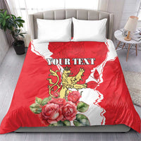 Personalized Luxembourg Goldcrest Regulus Bedding Set Red Roses - Wonder Print Shop