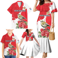 Personalized Luxembourg Goldcrest Regulus Family Matching Mermaid Dress and Hawaiian Shirt Red Roses - Wonder Print Shop