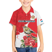 Personalized Luxembourg Goldcrest Regulus Family Matching Puletasi and Hawaiian Shirt Red Roses - Wonder Print Shop