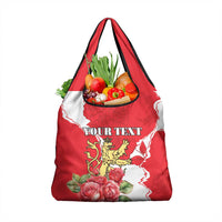 Personalized Luxembourg Goldcrest Regulus Grocery Bag Red Roses