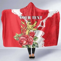 Personalized Luxembourg Goldcrest Regulus Hooded Blanket Red Roses
