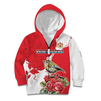 Personalized Luxembourg Goldcrest Regulus Kid Hoodie Red Roses - Wonder Print Shop