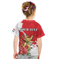 Personalized Luxembourg Goldcrest Regulus Kid T Shirt Red Roses - Wonder Print Shop
