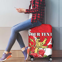 Personalized Luxembourg Goldcrest Regulus Luggage Cover Red Roses - Wonder Print Shop
