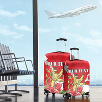 Personalized Luxembourg Goldcrest Regulus Luggage Cover Red Roses - Wonder Print Shop