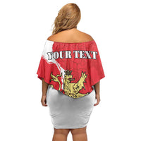 Personalized Luxembourg Goldcrest Regulus Off Shoulder Short Dress Red Roses - Wonder Print Shop