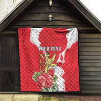 Personalized Luxembourg Goldcrest Regulus Quilt Red Roses - Wonder Print Shop