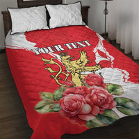 Personalized Luxembourg Goldcrest Regulus Quilt Bed Set Red Roses - Wonder Print Shop