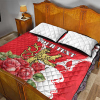 Personalized Luxembourg Goldcrest Regulus Quilt Bed Set Red Roses - Wonder Print Shop