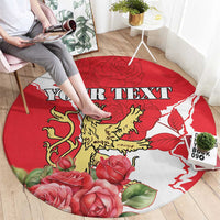 Personalized Luxembourg Goldcrest Regulus Round Carpet Red Roses