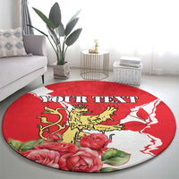Personalized Luxembourg Goldcrest Regulus Round Carpet Red Roses