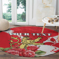 Personalized Luxembourg Goldcrest Regulus Round Carpet Red Roses