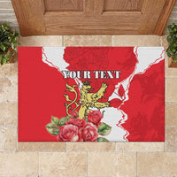 Personalized Luxembourg Goldcrest Regulus Rubber Doormat Red Roses - Wonder Print Shop