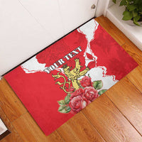 Personalized Luxembourg Goldcrest Regulus Rubber Doormat Red Roses - Wonder Print Shop