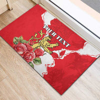 Personalized Luxembourg Goldcrest Regulus Rubber Doormat Red Roses - Wonder Print Shop