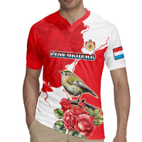 Personalized Luxembourg Goldcrest Regulus Rugby Jersey Red Roses - Wonder Print Shop