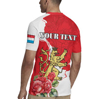 Personalized Luxembourg Goldcrest Regulus Rugby Jersey Red Roses - Wonder Print Shop