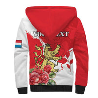 Personalized Luxembourg Goldcrest Regulus Sherpa Hoodie Red Roses - Wonder Print Shop