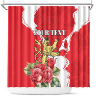 Personalized Luxembourg Goldcrest Regulus Shower Curtain Red Roses