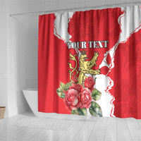 Personalized Luxembourg Goldcrest Regulus Shower Curtain Red Roses