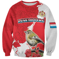Personalized Luxembourg Goldcrest Regulus Sweatshirt Red Roses - Wonder Print Shop