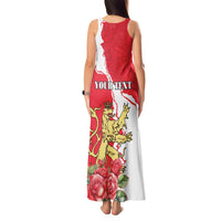Personalized Luxembourg Goldcrest Regulus Tank Maxi Dress Red Roses - Wonder Print Shop