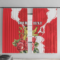 Personalized Luxembourg Goldcrest Regulus Window Curtain Red Roses - Wonder Print Shop