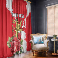 Personalized Luxembourg Goldcrest Regulus Window Curtain Red Roses - Wonder Print Shop