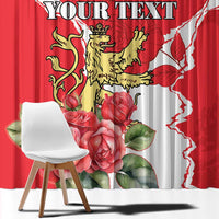 Personalized Luxembourg Goldcrest Regulus Window Curtain Red Roses - Wonder Print Shop