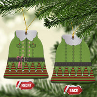 Christmas Costume Elf Ceramic Ornament Classic Green Xmas Style - Wonder Print Shop