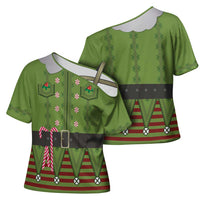 Christmas Costume Elf Cross Shoulder Shirt Classic Green Xmas Style - Wonder Print Shop