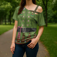 Christmas Costume Elf Cross Shoulder Shirt Classic Green Xmas Style - Wonder Print Shop
