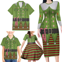 Christmas Costume Elf Family Matching Long Sleeve Bodycon Dress and Hawaiian Shirt Classic Green Xmas Style - Wonder Print Shop