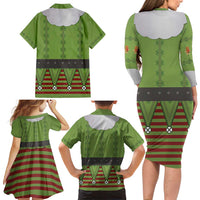 Christmas Costume Elf Family Matching Long Sleeve Bodycon Dress and Hawaiian Shirt Classic Green Xmas Style - Wonder Print Shop