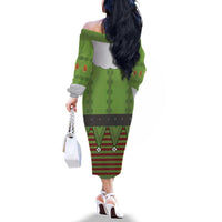 Christmas Costume Elf Family Matching Off The Shoulder Long Sleeve Dress and Hawaiian Shirt Classic Green Xmas Style - Wonder Print Shop