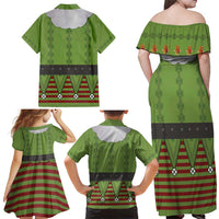 Christmas Costume Elf Family Matching Off Shoulder Maxi Dress and Hawaiian Shirt Classic Green Xmas Style - Wonder Print Shop