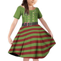 Christmas Costume Elf Family Matching Off Shoulder Short Dress and Hawaiian Shirt Classic Green Xmas Style - Wonder Print Shop