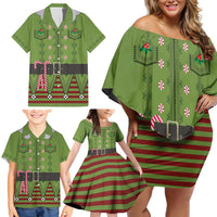 Christmas Costume Elf Family Matching Off Shoulder Short Dress and Hawaiian Shirt Classic Green Xmas Style - Wonder Print Shop